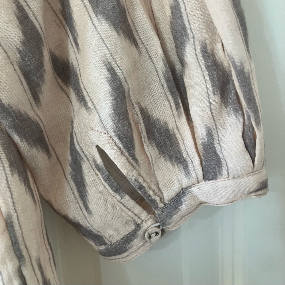 NWT Joie Saila Printed Cotton Top Beige and Gray Short Sleeve Cotton (Medium) - Picture 6 of 7